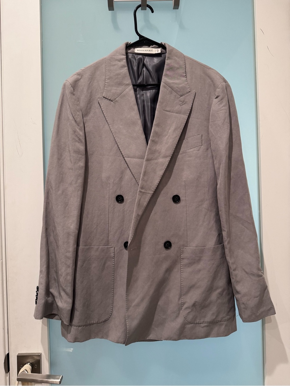 Banana Republic Light Gray Blazer with Silver Lining